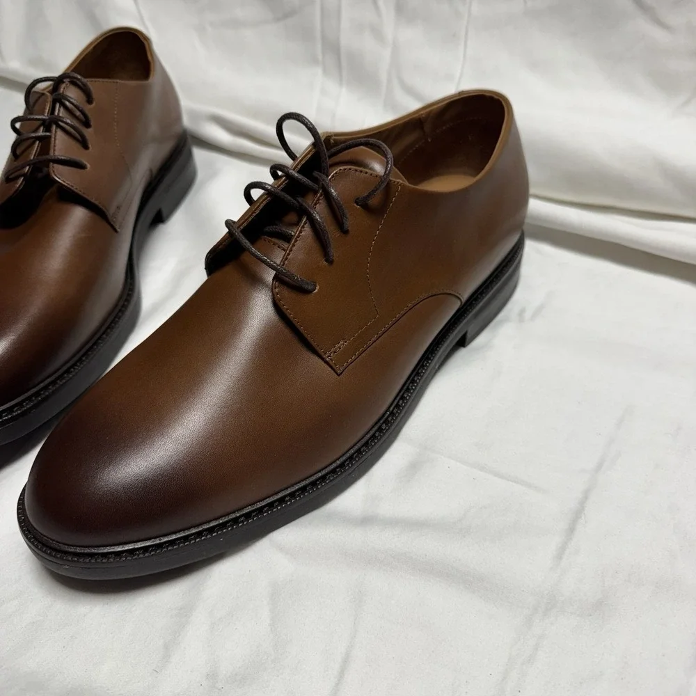 Polo Ralph Lauren Men's Asher Burnished Leather Derby Dress Shoes Clay Tan US 11
